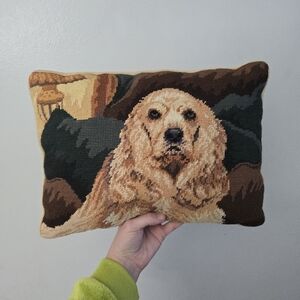 Cocker Spaniel Dog Tapestry Pillow Velvet Needlepoint